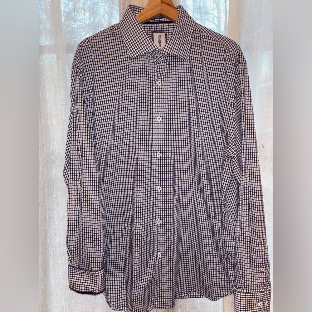 Robert Graham Long Sleeve Button Shirt Mens XL 17 1/2 Stretch Tailored Fit